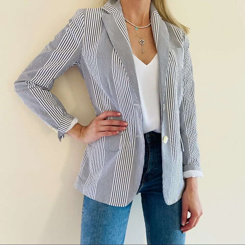 New Ralph Lauren Seersucker Cotton Sartorial Blazer jacket